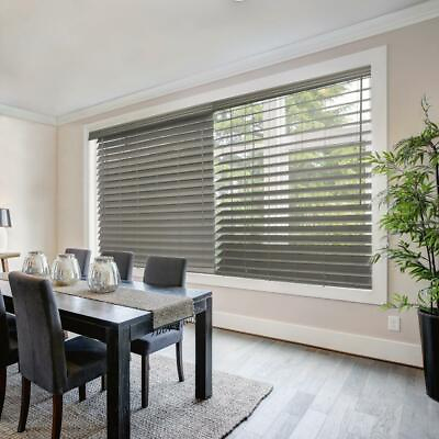 CUSTOM CUT Home Decorators Gray Cordless 2 1 2 in. Premium Faux Wood Blind $115.00