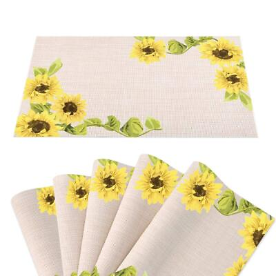 #ad Sunflower Placemats Set of 6 Heat Resistant Stain Resistant Non Slip Placema... $45.86