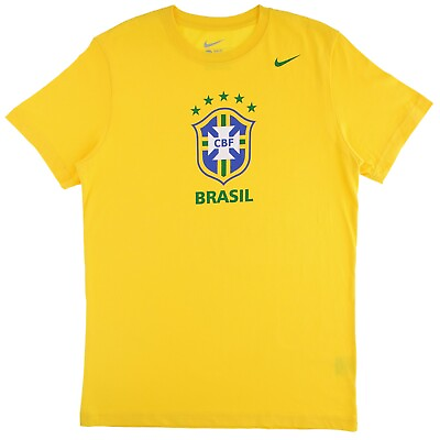 #ad Nike Brasil Soccer Shirt Mens Slim Fit 547212 Brazilian Football Team T Shirt $16.99
