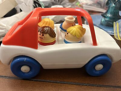 #ad Vintage Little Tikes Family Car Toddle Tots Complete 4 people Red White Blue $17.99