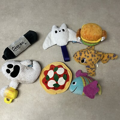 #ad Bark Box Dog Toy Lot 7 Some New Some Gently Used Pizza Turkey Ghost Fish Sharpie $49.99