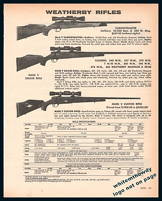 #ad 1983 WEATHERBY Vanguard and Mark XXII both schown w scope Rifle PRINT AD $10.98