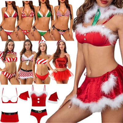 #ad Womens Sexy Lingerie Bikini Set Christmas Santa Claus Costume Babydoll Nightwear $6.64