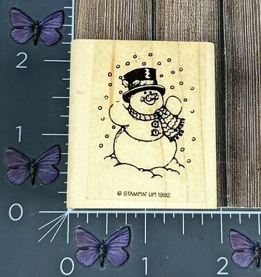 #ad Stampin#x27; Up Snowman Winter Snowing Scarf Rubber Stamp Wood Mount #AS81 $8.99