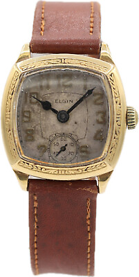 #ad Vintage 29mm Elgin Men#x27;s Mechanical Wristwatch Grade 487 USA 14k GF $150.00