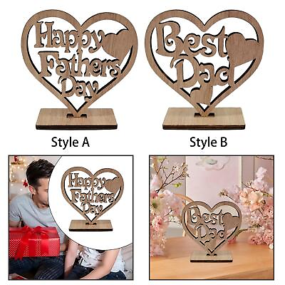 #ad Wood Heart Decor Father#x27;s Day Gifts Heart Shaped Thoughtful Desktop Ornament $6.15