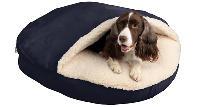 #ad Snoozer 871 CC Classic Poly Cotton Cozy Cave Pet Bed Large Navy NEW $101.99