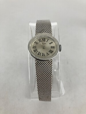 #ad Timex 20mm stainless steel automatic oval deco watch w silver mesh band ca.1970s $45.00