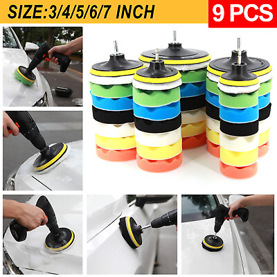 #ad 7quot; 9x Car Detailing Washing Cleaning Polisher Sponge Disc Pad Remove Dirt $9.19