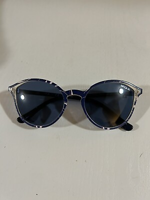 #ad Vogue Blue Sunglasses Tan womens round lenses Navy leaf print $10.00