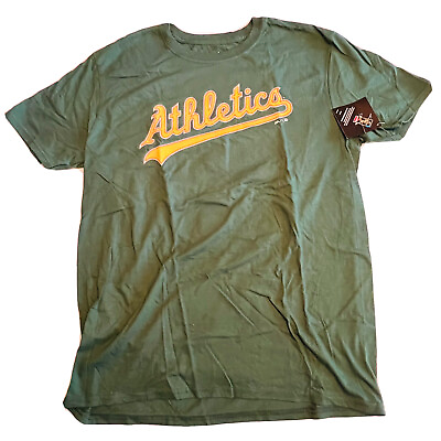 #ad NEW Men#x27;s Majestic Oakland Athletics A’s Heather Green T Shirt Size Large $23.99