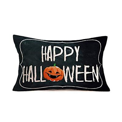 #ad Happy Halloween Pillow Covers Horror Style Pumpkin Quotes with Black Backgrou... $20.76