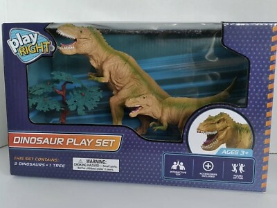 #ad NEW Play Right T Rex Dinosaur Play Set Interactive Fun Toy 2 dinosaurs plus tree $8.00