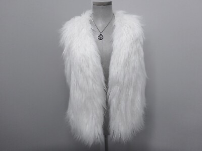 #ad NEW Vest Sheep Fur Faux Fur Coat Jacket S Off White Women#x27;s 32777 $40.00
