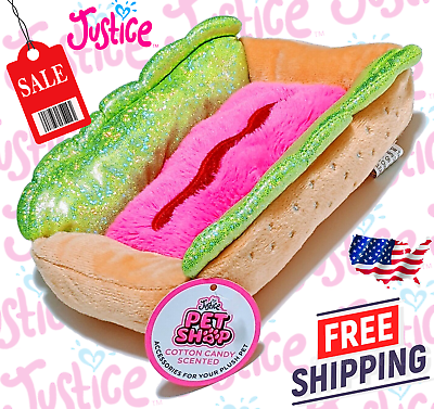 #ad Justice Pet Shop Plush Hot Dog Bed Cotton Candy Scented For Mini Stuffed Animal $12.44