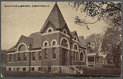 #ad Postcard Whiting Library Chester Windsor County Vermont $6.59