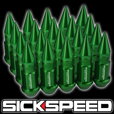 #ad SICKSPEED 20 PC GREEN SPIKED ALUMINUM 50MM LUG NUTS FOR WHEELS RIM 12X1.25 L12 $60.25