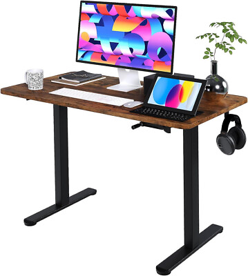 #ad Home Office Height Adjustable Standing Desk Computer Desk Rustic $89.95