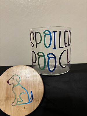 #ad Dog Treat Glass Jar Goodies Container Spoiled Pooch $15.00