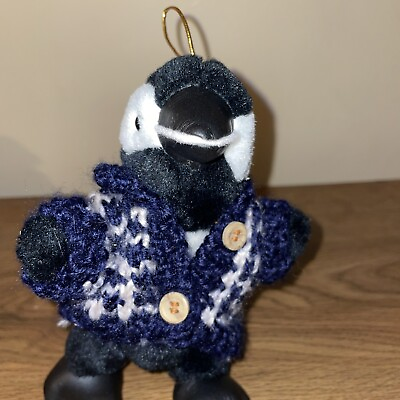 #ad HugFun Penguin With Sweater Jointed Christmas Plush Stuffed Animal Ornament 2000 $14.00