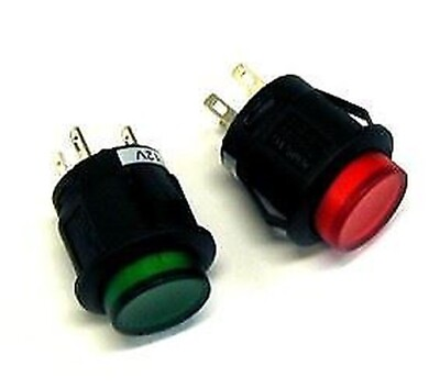 #ad Push button Switch OFF ON fixed 2pins; 3A 125VAC DPST illuminated LED red $2.90