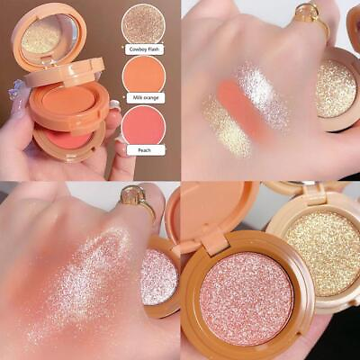 #ad 3 In 1 Matte Highlighter Blush Palette Pearly Blush Eyeshadow 2023 HOT M2Z2 $2.09