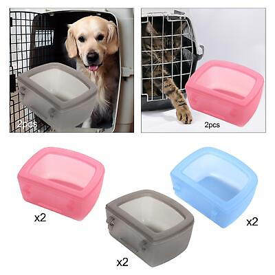 #ad 2 Pieces Crate Dog Bowls Water Feeder Dish No Leaking Multipurpose Pet Carrier $9.93