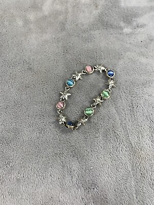 #ad Silver Tone Puffy Stars Bracelet With Colored Balls $19.98