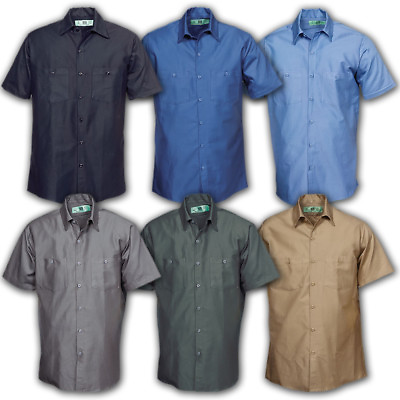 #ad Work Shirts Industrial Uniform Mechanic 2 Pockets Short Sleeve REED 100% Cotton $25.03