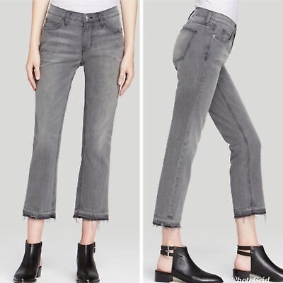 #ad Current Elliott The Cropped Straight Jean Released Hem Mid Rise Metal Gray 26 $80.00