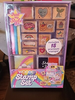 #ad Just My Style Wooden Stamp Set Includes 15 Premium Stamps 26 Piece Set New $9.00