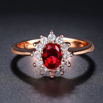 #ad Red Artificial Crystal Wedding Rings Beautiful Engagement Ring Fashion Jewelry $7.68