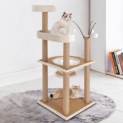 #ad 48quot; Cat Tree Bed Furniture Tower Post Condo Play Pet House Clear Space Capsule $72.21