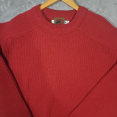 #ad Vtg BOSTON TRADERS Mens 100% Pure Wool Sweater Pullover Red Crew Neck Medium $17.99