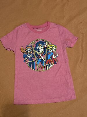 #ad DC Superhero Girls TShirt Size 6 6x Pre owned Perfect Condition Pink $8.50