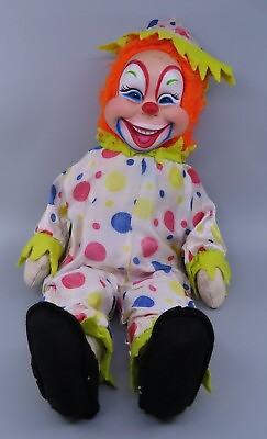 #ad Vintage RUSHTON Clown Doll Star Creation Stuffed Plush Toy Rubber Face 18quot; $109.99