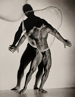 #ad 1987 Vintage HERB RITTS Nude Male Muscle Body Bubble Photo Engraving Art 12x16 $146.18