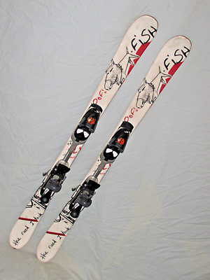 #ad Salomon FISH Jr kid#x27;s twin tip skis 122cm with Atomic 045 adjustable bindings $98.00