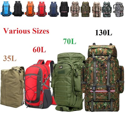#ad #ad 35L 70L 100L 130L Outdoor Tactical Backpack Rucksack Camping Hiking Bag Travel $21.99