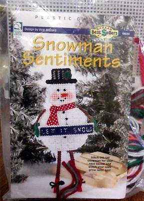#ad Snowman Sentiments Let it Snow by Vicki Blizzard Plastic Canvas Needlepoint $7.99