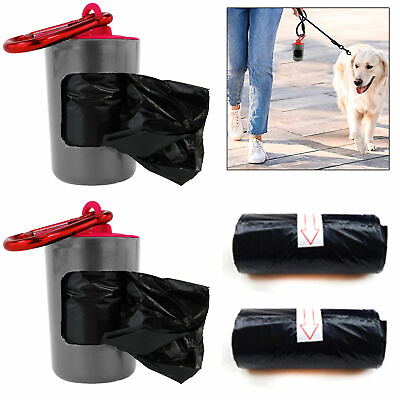 2 Dog Poop Bags Pet Waste Dispenser Holder Clip Carabiner Attach To Leash Refill $11.49