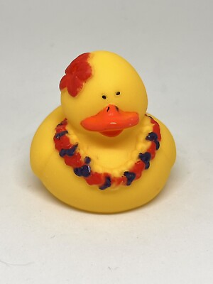 #ad Rubber Duck Bath Duck Red Luau Leis Rubber Ducky Rubber Duckie 2” Pool Bath Toy $5.85