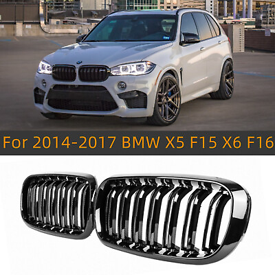 #ad Gloss Black For 2014 2018 BMW X5 X6 F15 F16 Front Bumper Kidney Grille Grill $33.99