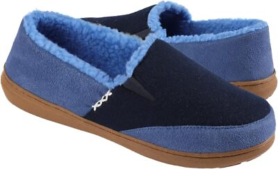 #ad Men#x27;s Wool blend Loafer Slipper with Memory Foam Indoor Outdoor House Shoes Blue $18.39