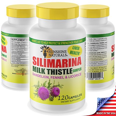 #ad Sunshine Naturals Milk Thistle Silimarina 120 Capsules Made in the USA $13.19