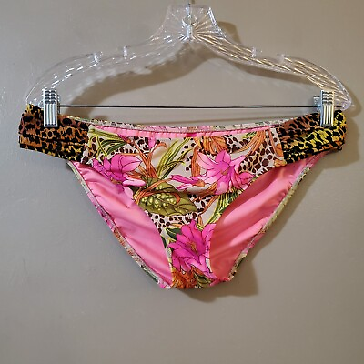 #ad Victorias Secret Womens Bikini Bottom Size L Low Rise Pleated Sides Floral $16.00