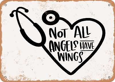 #ad Metal Sign Not All Angels Have Wings Vintage Look Sign $18.66