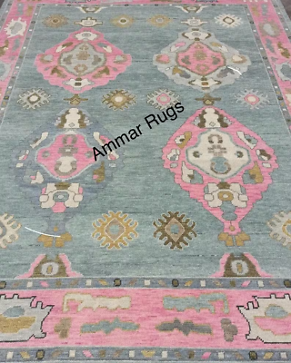 #ad Pink Grey Floral Oushak Oriental Area Rug Turkish Knot Hand knotted Rug Carpets. $241.37