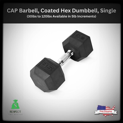 #ad CAP Barbell Rubber Coated Hex Dumbbells Single Fitness Weight Lifting Curl $68.31