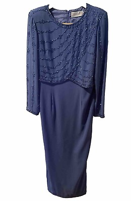 #ad Cameron Blake By Mon Cheri Size 14 Mother Of The Bride Groom Dress Blue Sleeves $159.00